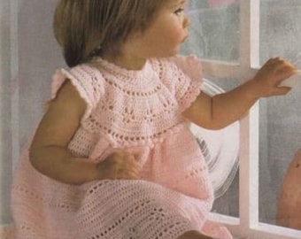 Crochet Pattern Babies Dress, Babies Frock, Babies Shoes 18ins-21ins,  3ply Yarn PDF Pattern No 00000