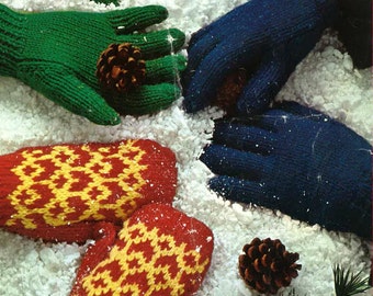 Knitting Pattern Childrens Gloves, Mittens Size 8-13 Yarn DK Wool PDF Pattern No.0320 From TimelessOne Shop