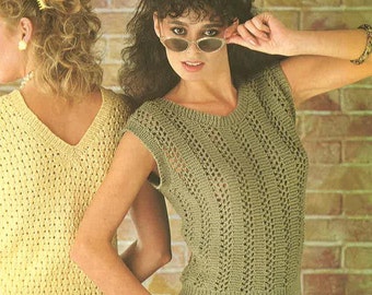 Ladies Knitting Pattern, Two Summer Jumpers Pattern PDF No. 0937  From TimelessOne Shop