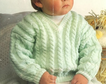 Knitting Pattern Baby Sweater, Jumper, Pull Over, Size 16ins-22ins, Yarn DK, PDFPattern PDF No.0339 From TimelessOne Shop