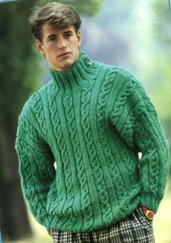 men's high neck wool jersey sweater