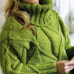 Knitting Pattern - Big Neck - Green Jumper 2109