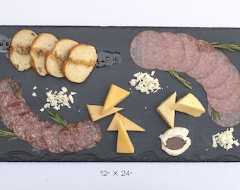 Tabla de quesos de pizarra extra grande: 24" x 12" viene con una tiza de esteatita