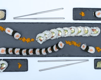 Juego de regalo de pareja de plato de pizarra de sushi
