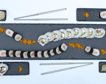 Ensemble cadeau pour couple d'assiettes en ardoise à sushi