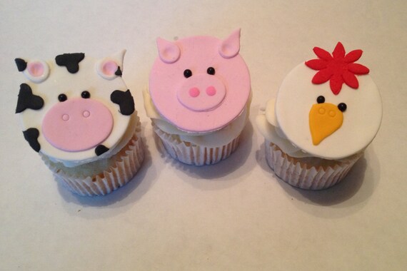 Barnyard Fondant Cupcake Toppers Etsy