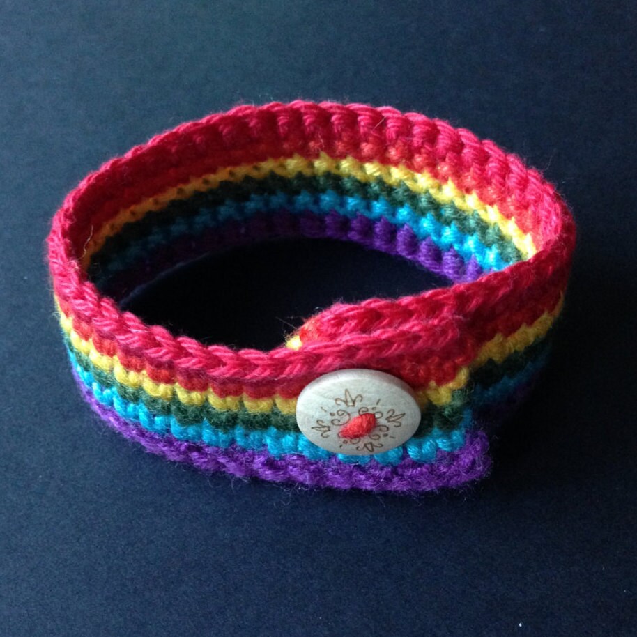 Crochet Rainbow cuff bracelet Bamboo silk Etsy