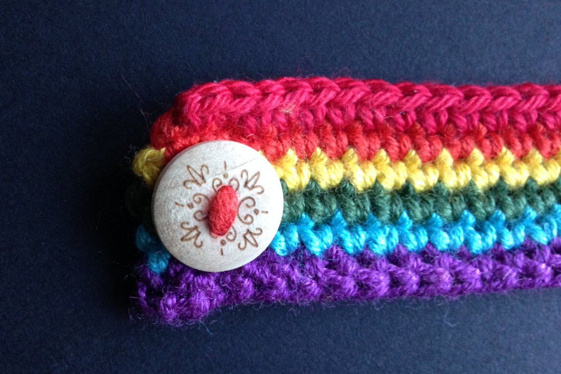 Crochet Rainbow cuff bracelet Bamboo silk Etsy