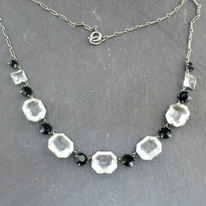 Art Deco Monochrome Crystal Necklace
