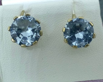 9ct Gold and Blue Stone Screw Back Earrings