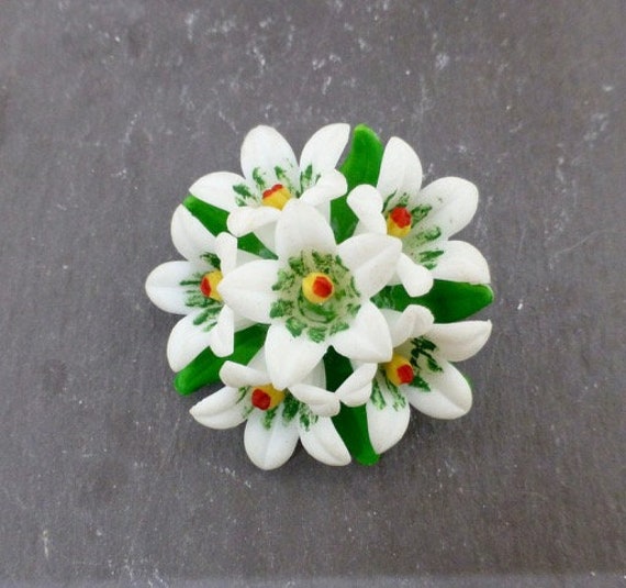 Celluloid Flower Brooch - image 1