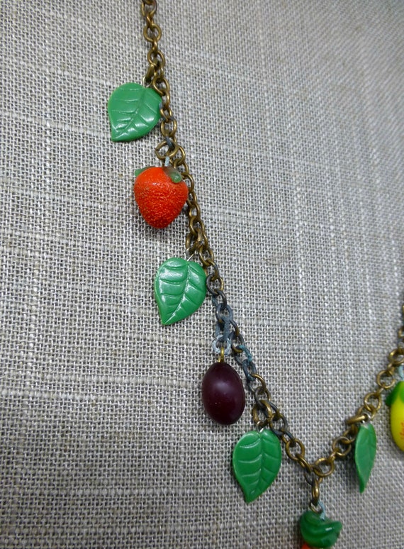 Art Deco Glass Fruit Charm Necklace - image 5