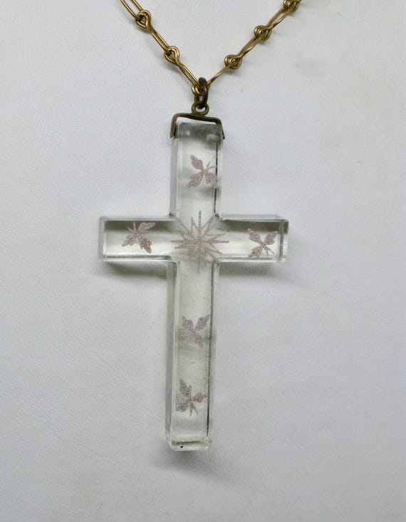 Victorian Engraved Glass Cross
