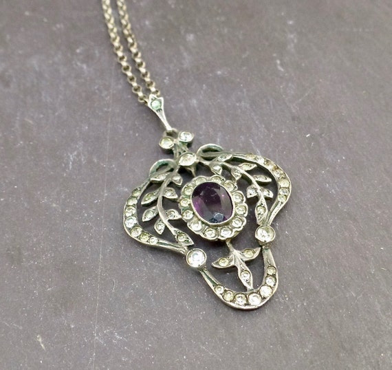 Silver and Paste Pendant Necklace