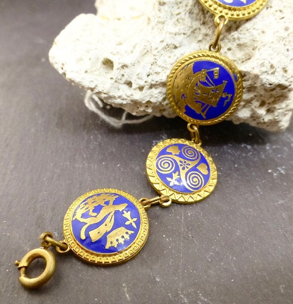 Heraldic/Coat of Arms Blue & Gold Bracelet