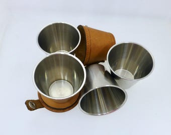 MCM Swedish Stirrup Cups in Leather Case