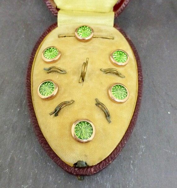 Green & Gold Art Deco Shirt Studs