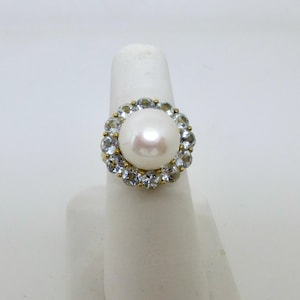 Perle und Blautopas Ring