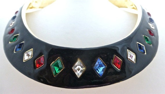 1980's Harlequin Enamelled Collar Necklace