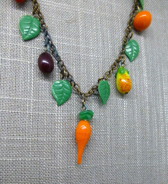 Art Deco Glass Fruit Charm Necklace - image 2