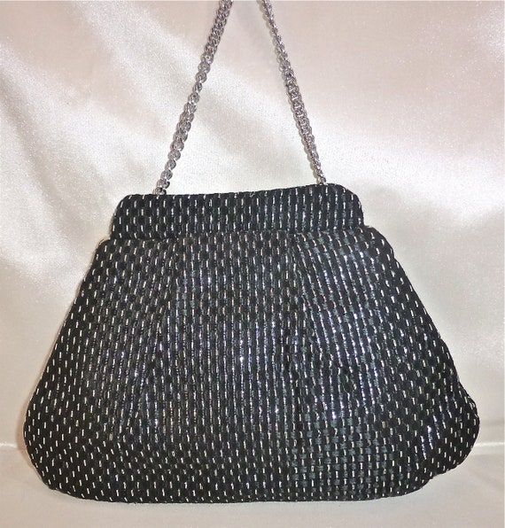 Silver and black purse sale
