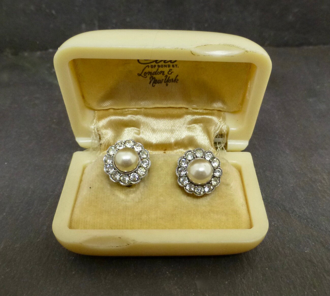 Ciro Pearl and Paste Screw Back Earrings in Etsy