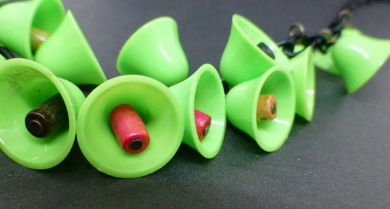 Green Celluloid Bell Necklace