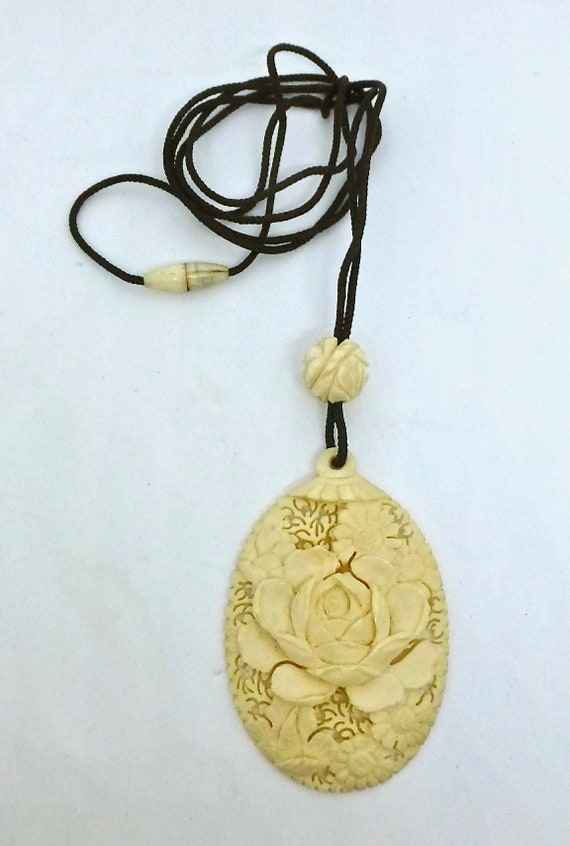 Long Deco Ivorine/Celluloid Sautior Necklace - image 1