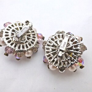 Trifari crystal cluster earrings with a touch of pink image 3