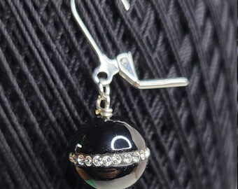 Black and Rhinestone Locking Stitch Marker