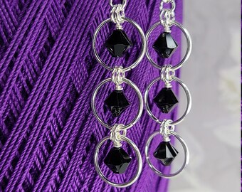 Triple Drop Crystal Earrings – Handmade Jewelry with Silver-Plated Jumprings, Elegant Dangle Gift