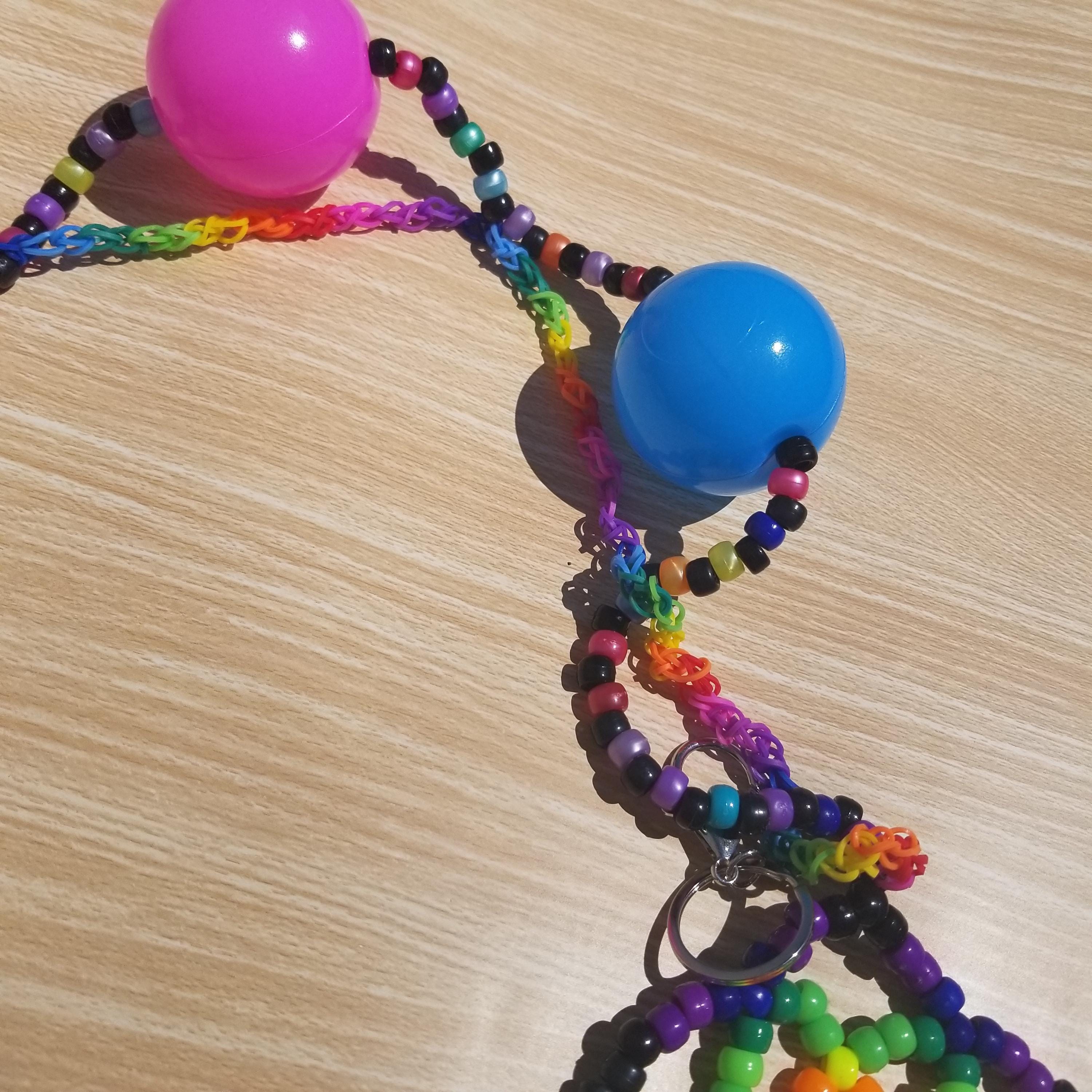 Chains Rave Kandi Rave Chain With Rainbow Loom and Pony Mixed Ball Pit Ball Chain ...