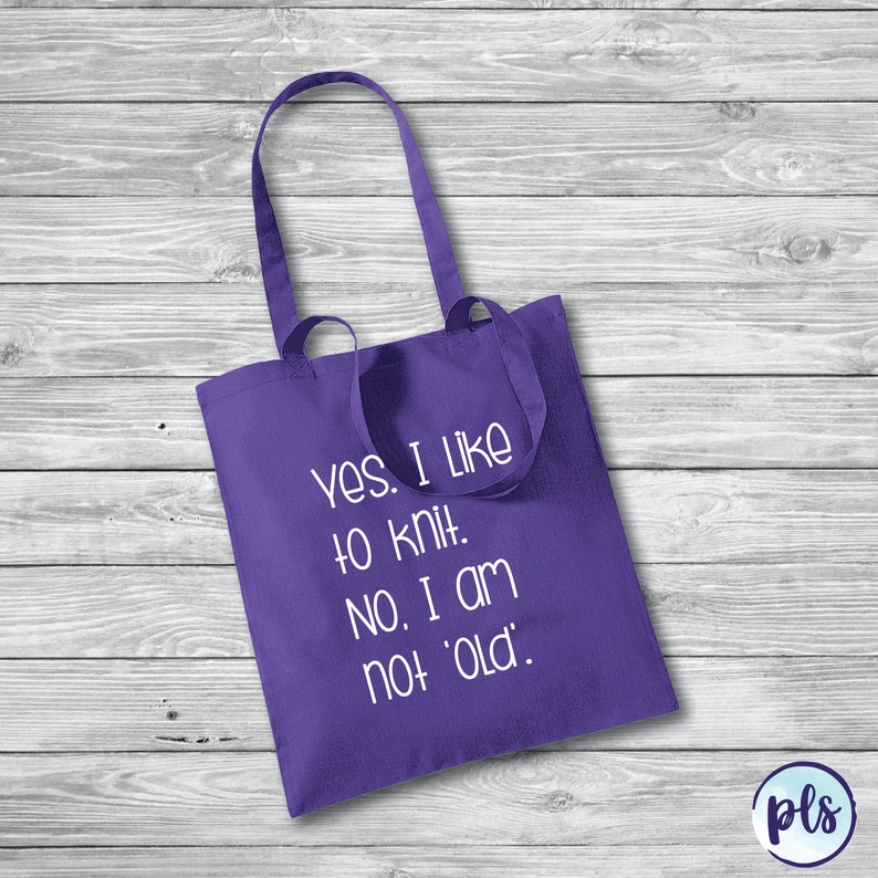 Yes No I like to knit I am not old Cotton Tote Bag \\\\