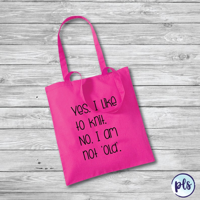 Yes No I like to knit I am not old Cotton Tote Bag \\\\