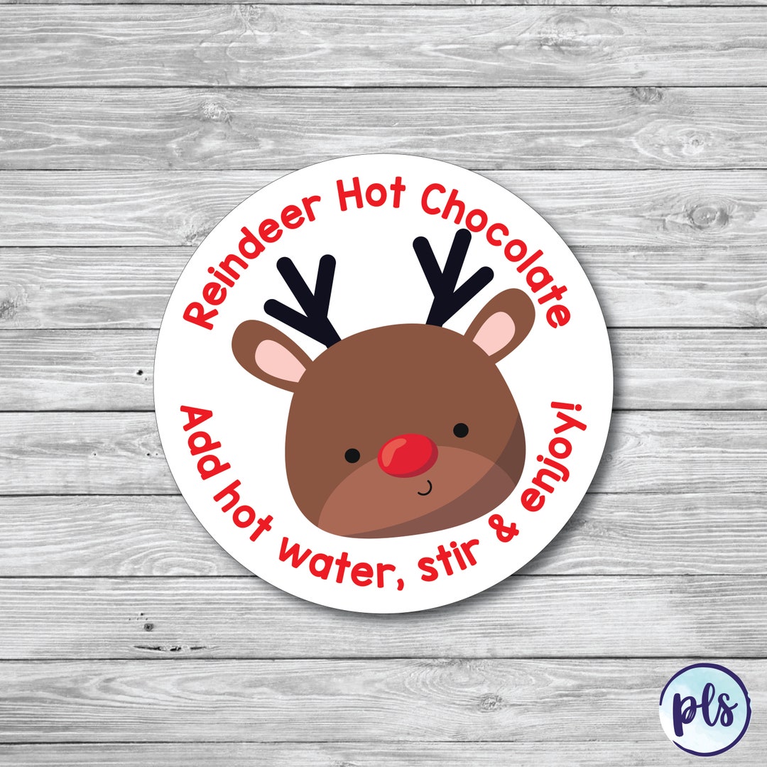 50 X Reindeer Hot Chocolate Stickers School, Club, Fundraising, Small ...