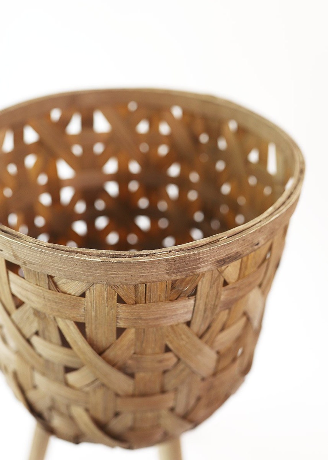 Woven Basket Plant Stand 21.5 Tall Etsy