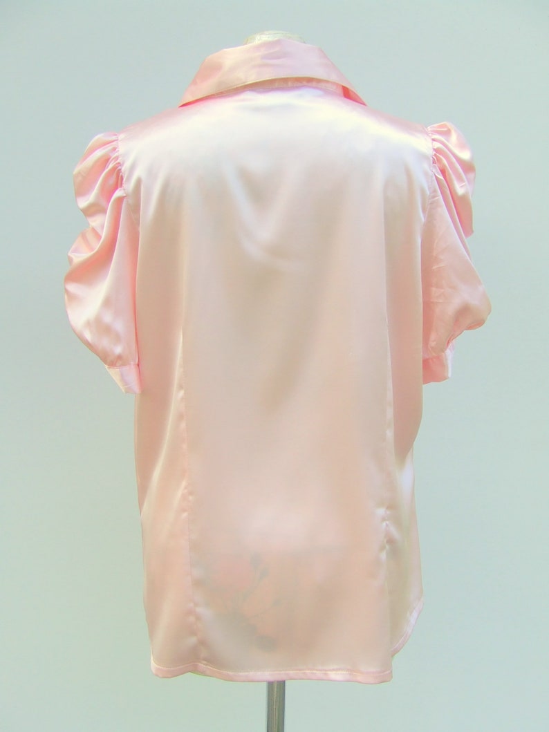 vintage silk blouse pleats and ruffles light pink color