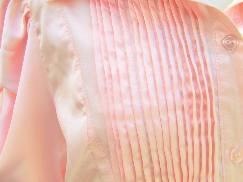 vintage silk blouse pleats and ruffles light pink color
