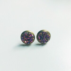 Flame Aura Druzy Stud Earrings