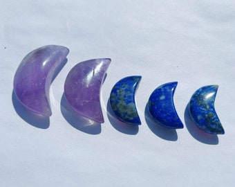 Amethyst and Lapis Crescent Moon Carvings