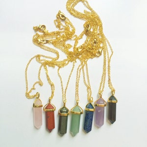Crystal Pendant Gold Bail Necklace
