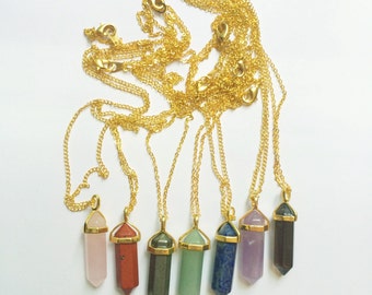Crystal Pendant Gold Bail Necklace