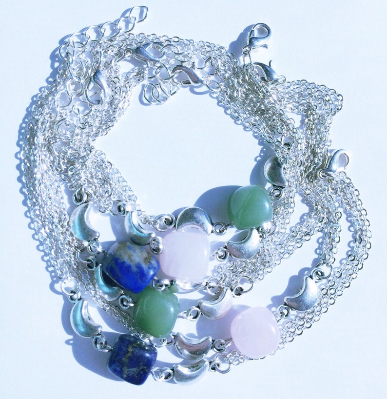 Crescent Moon Gemstone Nugget Bracelet