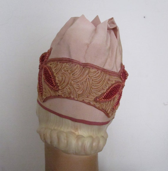 Orelia - 1920's Pink Grosgrain Cloche Hat with Ar… - image 3