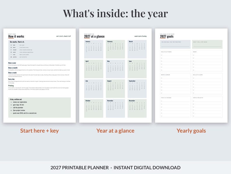 2027 Printable Planner for Men, Dated Weekly & Monthly Planner PDF, Sunday Start, US Letter 8.5x11, Dot Grid Notes, Workout Log, Budget image 5