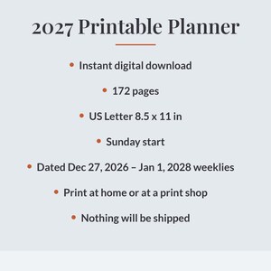 2027 Printable Planner for Men, Dated Weekly & Monthly Planner PDF, Sunday Start, US Letter 8.5x11, Dot Grid Notes, Workout Log, Budget image 9