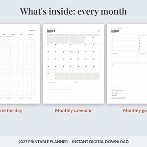 2027 Printable Planner for Men, Dated Weekly & Monthly Planner PDF, Sunday Start, US Letter 8.5x11, Dot Grid Notes, Workout Log, Budget image 6