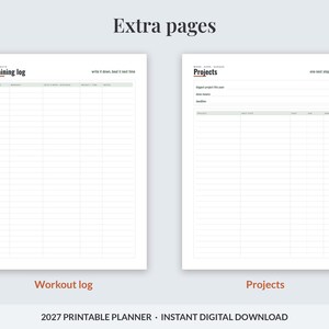 2027 Printable Planner for Men, Dated Weekly & Monthly Planner PDF, Sunday Start, US Letter 8.5x11, Dot Grid Notes, Workout Log, Budget image 8
