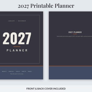2027 Printable Planner for Men, Dated Weekly & Monthly Planner PDF, Sunday Start, US Letter 8.5x11, Dot Grid Notes, Workout Log, Budget image 2