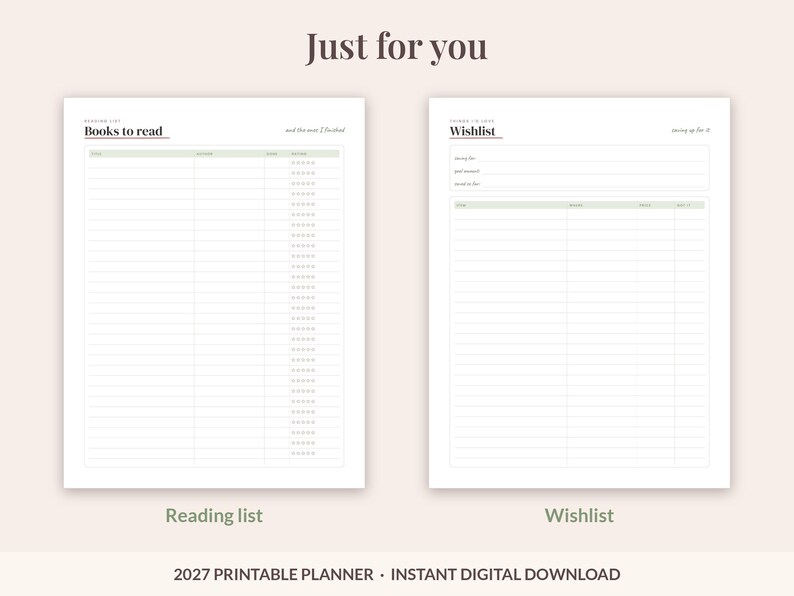 2027 Printable Planner, Dated Weekly & Monthly Planner PDF, Sunday Start, US Letter 8.5x11, Dot Grid Notes, Habit and Mood Tracker, Blush image 8